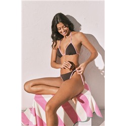 Top bikini triangular push up marrón