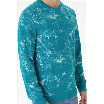 Erkek Petrol Bisiklet Yaka Sweatshirt