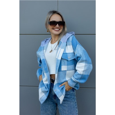 Рубашка женская в клетку с капюшоном РЖКК-01