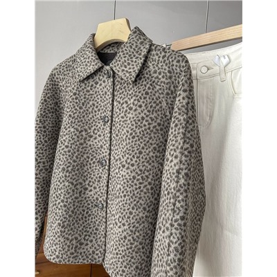 Женский жакет из пальтовой ткани с леопардовым принтом МАССИМО Д