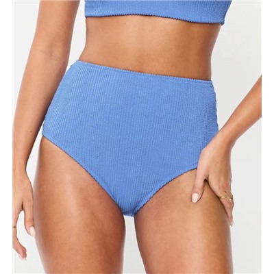 High-Waisted Ribbed Bikini Swim Bottoms