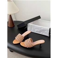 Женские шлепки / мюли  на элегантном каблучке 5 цветов ШАНЕЛ*Ь