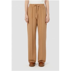 Брюки прямого покроя из шерсти с завязками и высокой талией