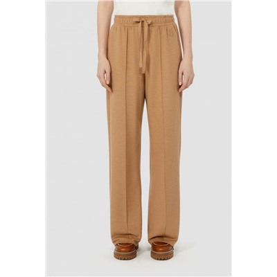 Брюки прямого покроя из шерсти с завязками и высокой талией