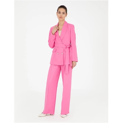 Pembe Keten Karışımlı Regular Fit Ceket