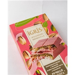 Шоколад розовый IGRIS с начинкой из фисташковой пасты и пишмание, 150г