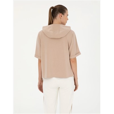Bej Regular Fit Modal Kumaş Sweatshirt