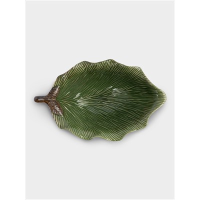 Ваза для фруктов, 26х10 см, керамика D, зеленая, Шишки на еловой ветке, Fir branch