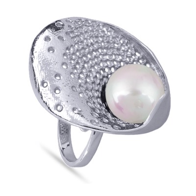 Кольцо (Майорка 14мм белая; покрытие родий), Есть комплект