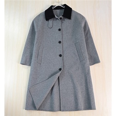 Двубортное шерстяное пальто средней длины АЙСИК*Л