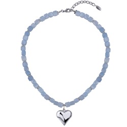 Колье Селена (кварц аквамариновый 7-8мм; покрытие родий) 45-52см, Есть комплект