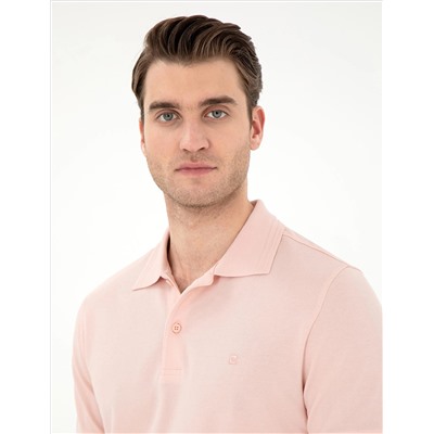 Pudra Slim Fit %100 Pamuk Polo Yaka Basic Tişört