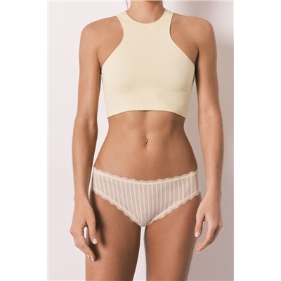 Braga clásica algodón amarilla estampado rayas