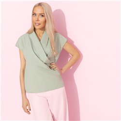 Блуза с драпировкой на запах, На пике изящества (зеленый)