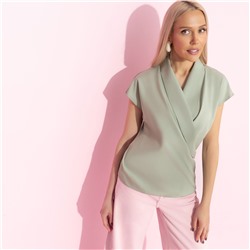 Блуза с драпировкой на запах, На пике изящества (зеленый)