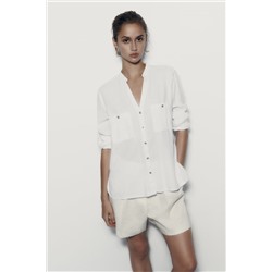 CAMISA MANGA REMANGADA CON LINO