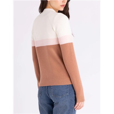 MOCK NECK COLORBLOCK CHEVRON SWEATER