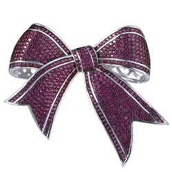 Брошь Бант (фианит фуксия; покрытие родий), Есть комплект