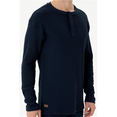 Erkek Lacivert Bisiklet Yaka Comfort Sweatshirt