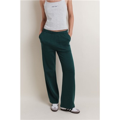 Pantalón flare felpa algodón verde