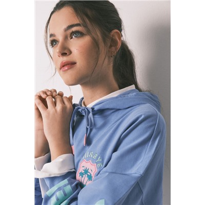 Sudadera capucha felpa algodón azul