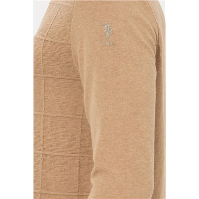 Erkek Camel Melanj Bisiklet Yaka Triko Kazak