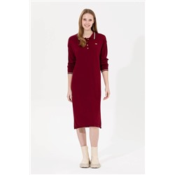 Kadın Vişne Triko Elbise