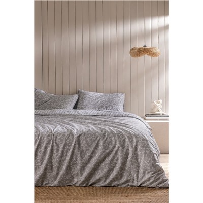 Garde King Size %100 Pamuk Ranforce Baskılı Nevresim Takımı - Gri
