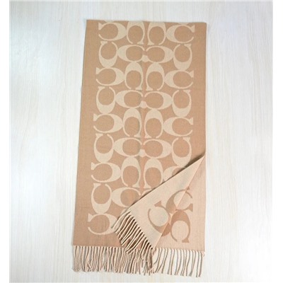 Зимний теплый и уютный шерстяной шарф с жаккардовым узором и надписью с подарочным пакетом COAC*H