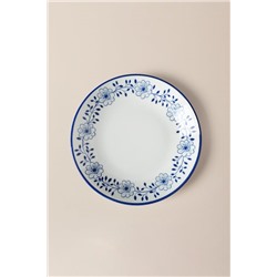 Reve Bleu Floral Yemek Tabağı - Mavi/Beyaz - 20 cm