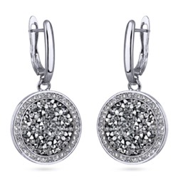 Серьги Галактика (кристаллы SW серебристые; покрытие родий), Есть комплект