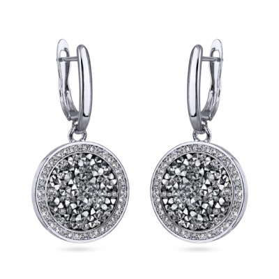 Серьги Галактика (кристаллы SW серебристые; покрытие родий), Есть комплект