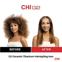 CHI G2 Professional Hair Straightener Titanium Infused Ceramic Plates Flat Iron | 1 1/4" Ceramic Flat Iron Plates | Color Coded Temperature Ranges up 425°F | For all hair types | Includes Thermal Mat