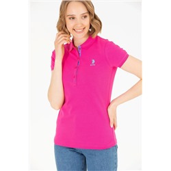 Kadın Fuşya Basic Polo Yaka Tişört
