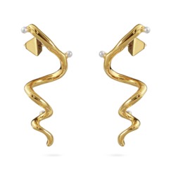 Серьги Локон 4.5см (Майорка белая; покрытие золото), Есть комплект