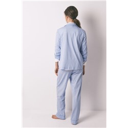 Pijama camisero largo 100% algodón rayas azules