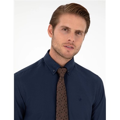 Lacivert Slim Fit Uzun Kollu Gömlek