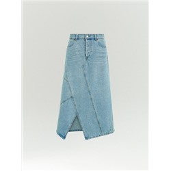 Джинсовая юбка миди косого кроя, S1109/turien