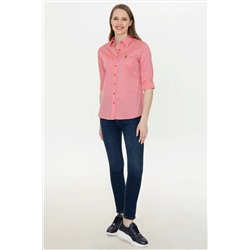 Kadın Kırmızı Uzun Kollu Basic Gömlek