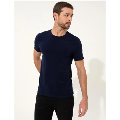 Lacivert Slim Fit Bisiklet Yaka Basic Tişört