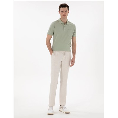 Çağla Yeşili Regular Fit %100 Pamuk Polo Yaka Basic Tişört