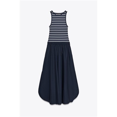 VESTIDO MIDI COMBINADO POPELÍN