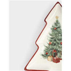 Блюдо, 30х27 см, керамика D, красное, Лошадка у елки, Festival