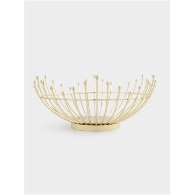 Корзина для фруктов, 27 см, металл, золотистая, Бусины, Spin