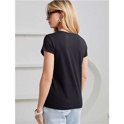 Нарядная футболка с принтом пайетками