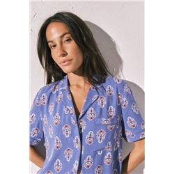 Pijama largo camisero estampado sello