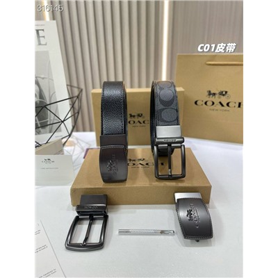 Двухсторонний мужской ремень с двумя пряжками КОУ*Ч