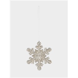 Игрушка елочная, 8 см, бисер/дерево, серебристая, Снежинка, New year