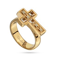 Кольцо Квадро (кристаллы SW шампань; покрытие золото), Есть комплект