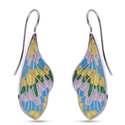 Серьги Стрекоза (эмаль микс; покрытие родий, золото), Есть комплект